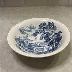 Wedgwood Countryside Blue Transferware round serving bowl 1960’s collectible